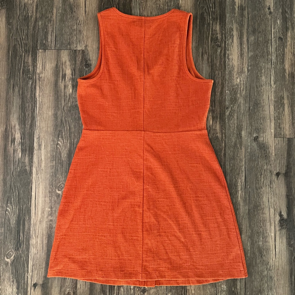 Madewell Small Button Down Mini A-Line Sleeveless Dress Orange V-Neck - Picture 2 of 5